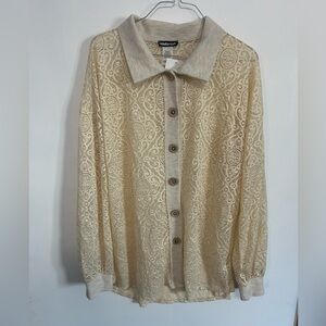 Lace Cream Button Down Shirt